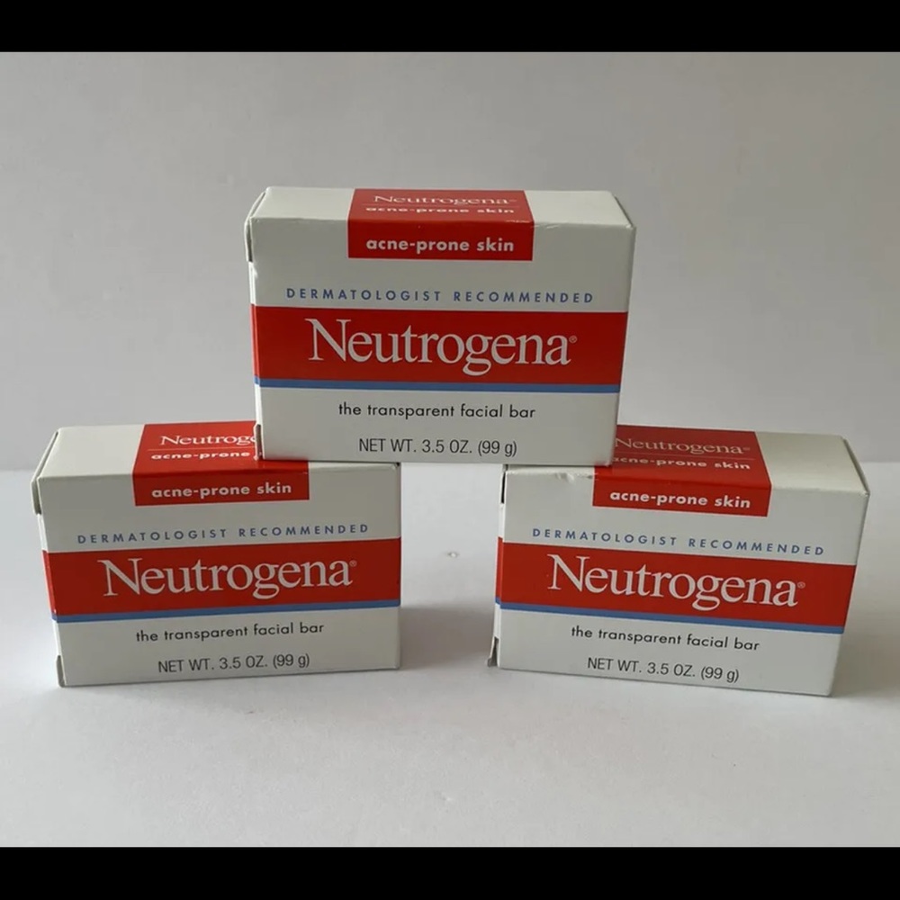 Lot of 3 Neutrogena Transparent Facial Soap Acne Prone Skin Facial Bars 3.5 oz